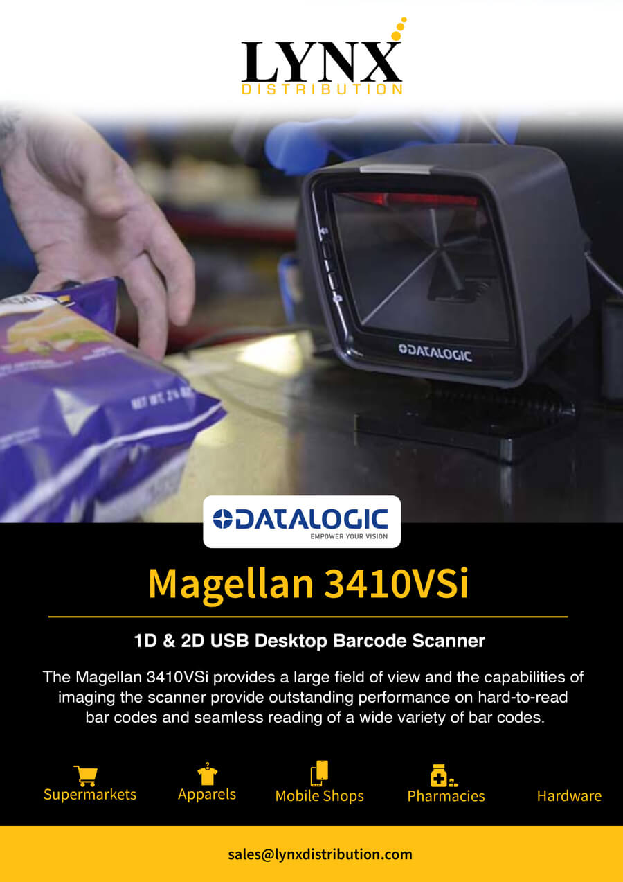 Datalogic Magellan 3410VSi 1D and 2D USB desktop barcode scanner
